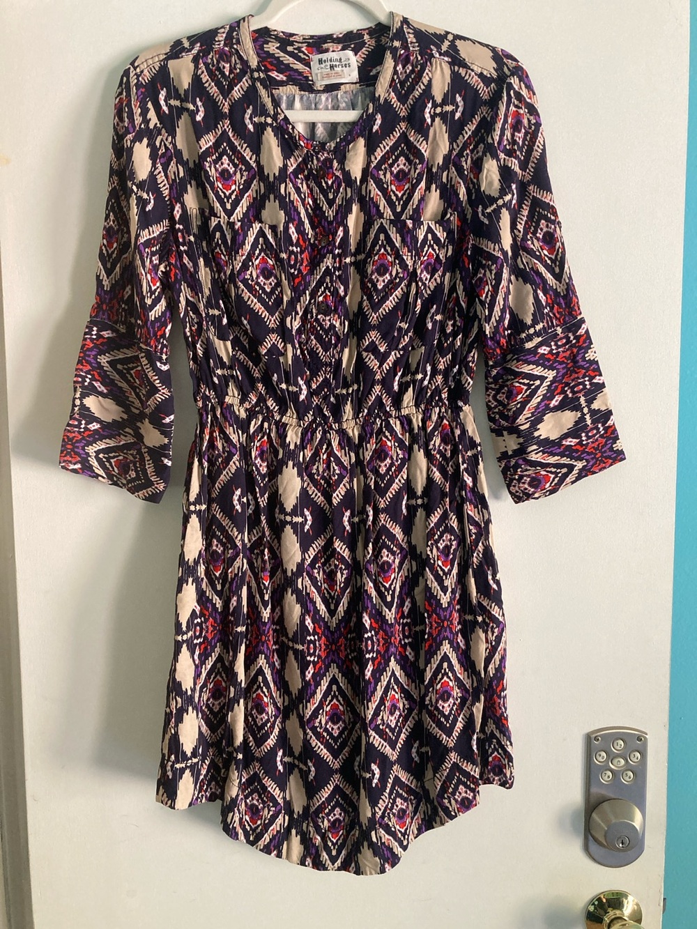 Anthropologie Holding Horses Mira Dress Ikat Western Shirt Dress Size 4 Boho